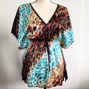 Multicolored leopard print blouse Size Medium